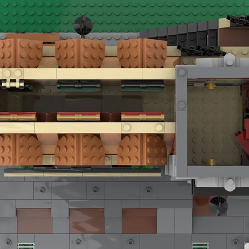 Moc blocos de construção modular vista rua estação trem tijolos técnicos diy montagem brinquedos construção para crianças presentes do feriado