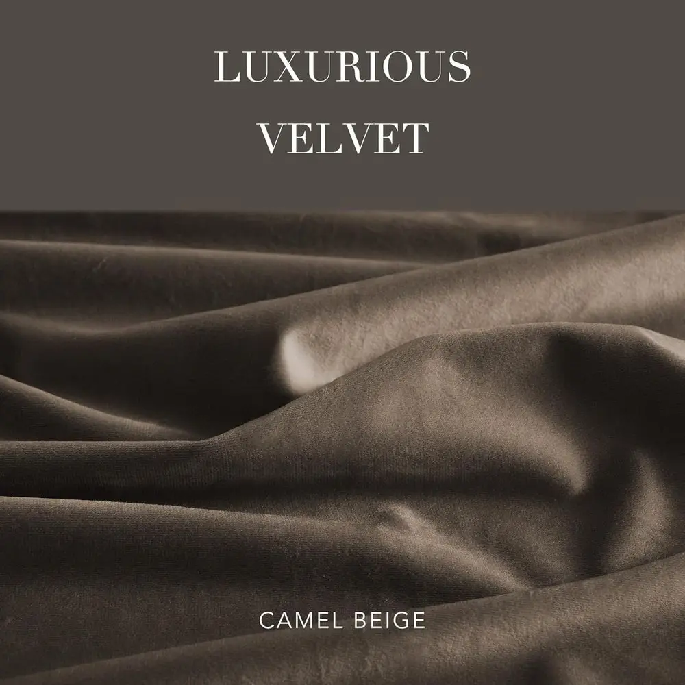 Beigefarbene Samtvorhänge für Wohnzimmer, 96 lang, 2-teiliges Set, Tülle oben, weich, raumverdunkelnd, 52 B x 96 L