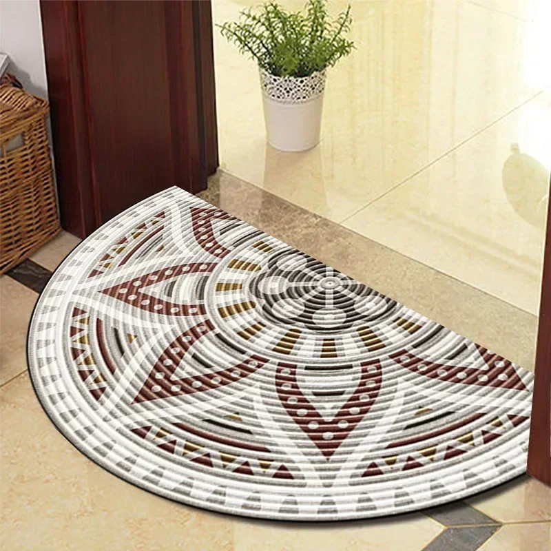 

Retro Semicircular Entrance Door Mat Household Bathroom Shower Bath Rug Water Absorb Floor Mats Vintage Carpet for Living Room