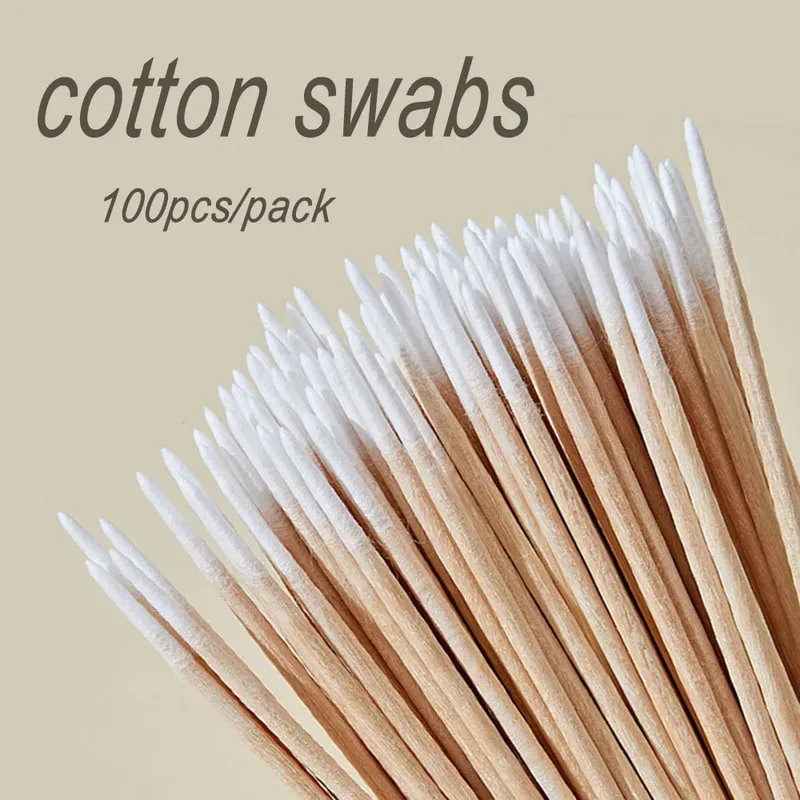 100-800pcs Thin Head Cotton Swabs Disposable Sticks With Cotton On The Tip Pointed Wooden Cotton Buds Beauty Makeup Accessories