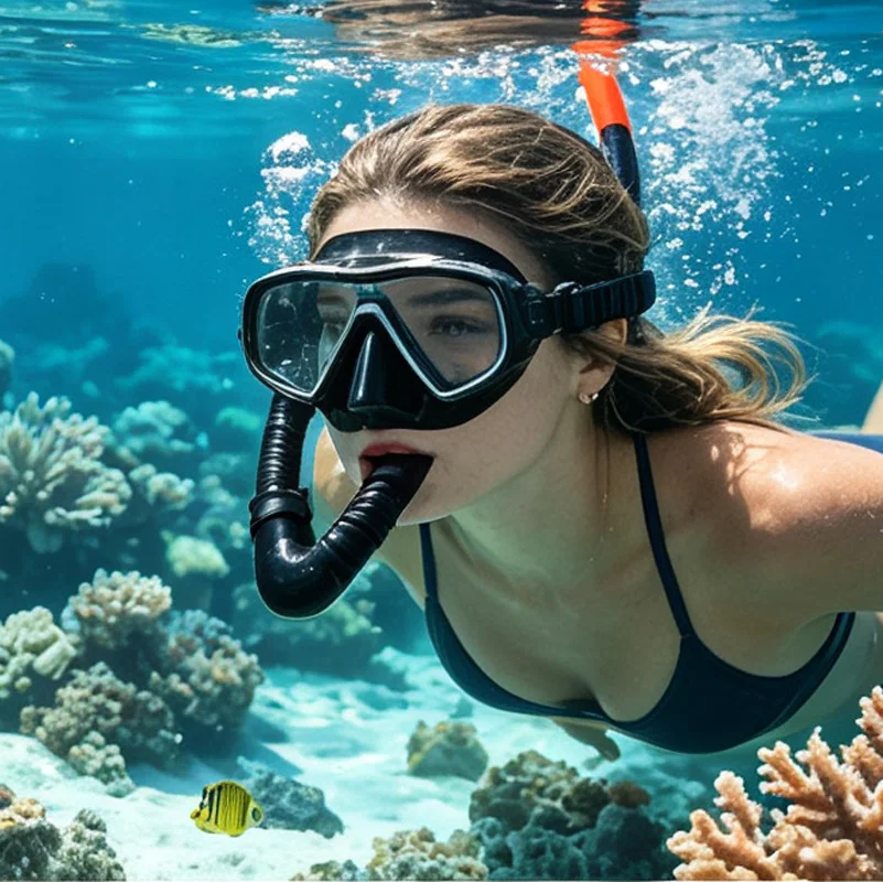 Swimmer's Snorkel for Lap Swimming and Swim Training Silicone Mouthpiece One-Way Purge Valve