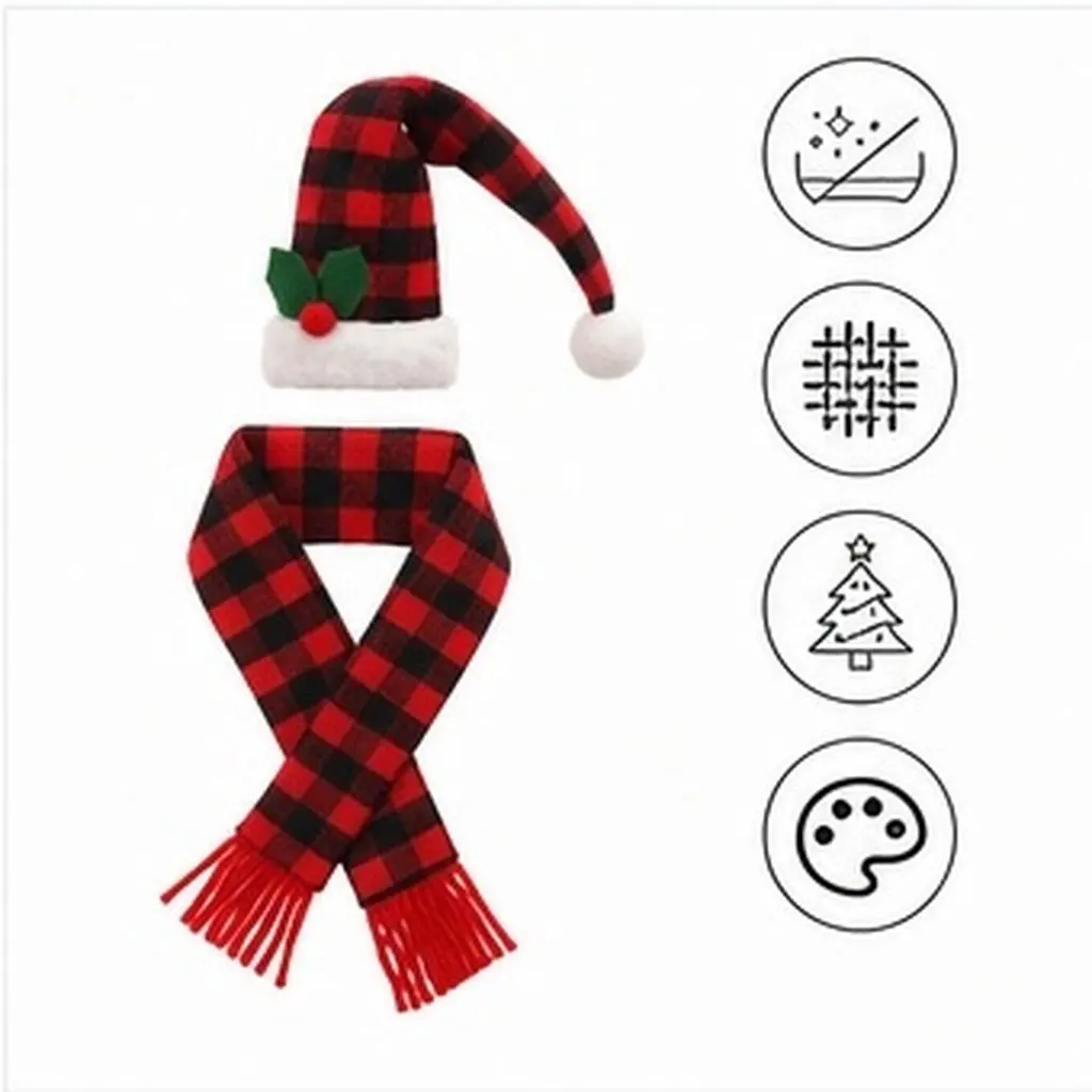 2Sets Xmas Wine Bottle Covers Christmas Hat Scarf Knitted Decor Holiday Party Decoration Xmas Bottle Accessory