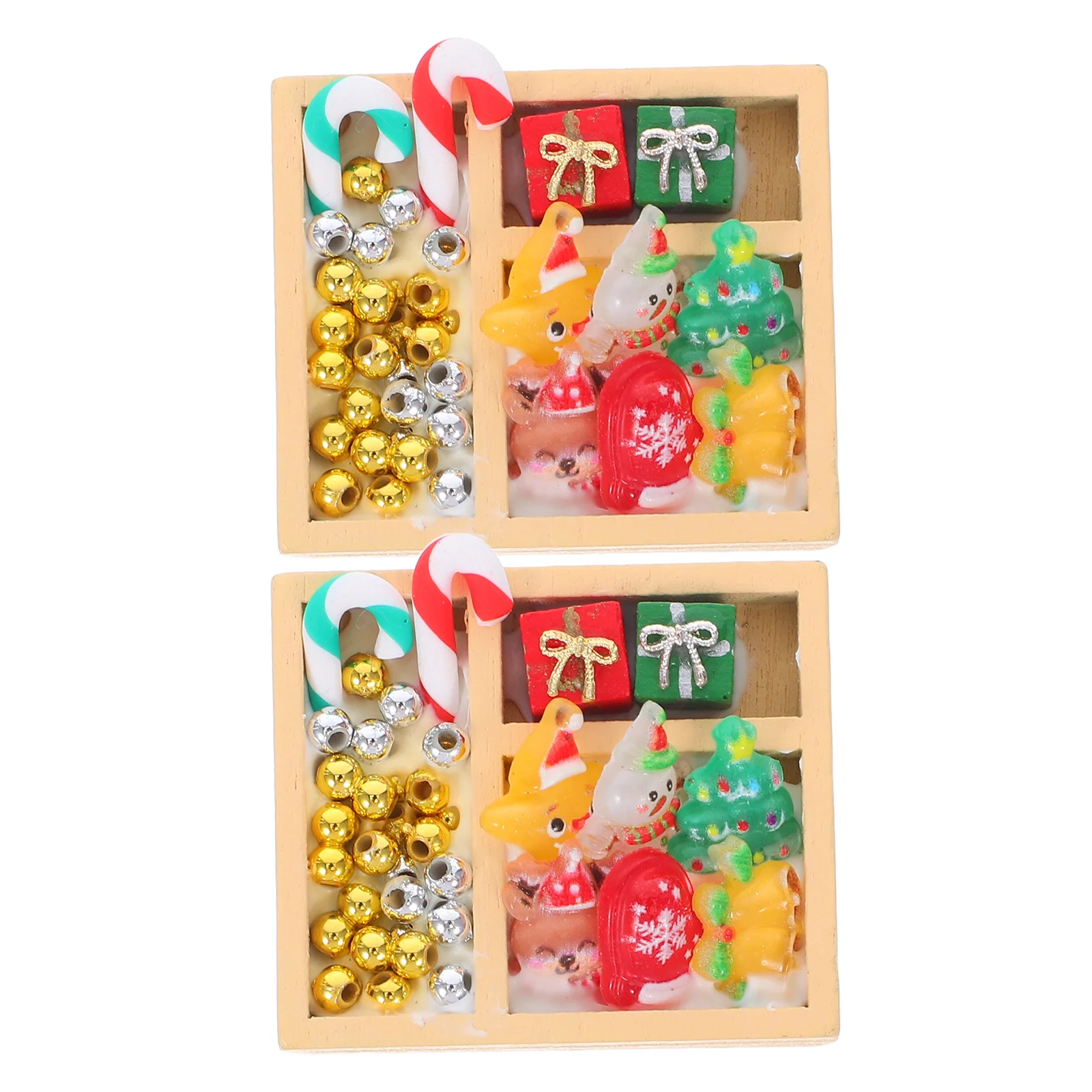 

2Pcs Dollhouse Accessories Christmas Miniature Candy Decorations Colorful Mini Sweet Models Tiny Holiday Ornament for Festive