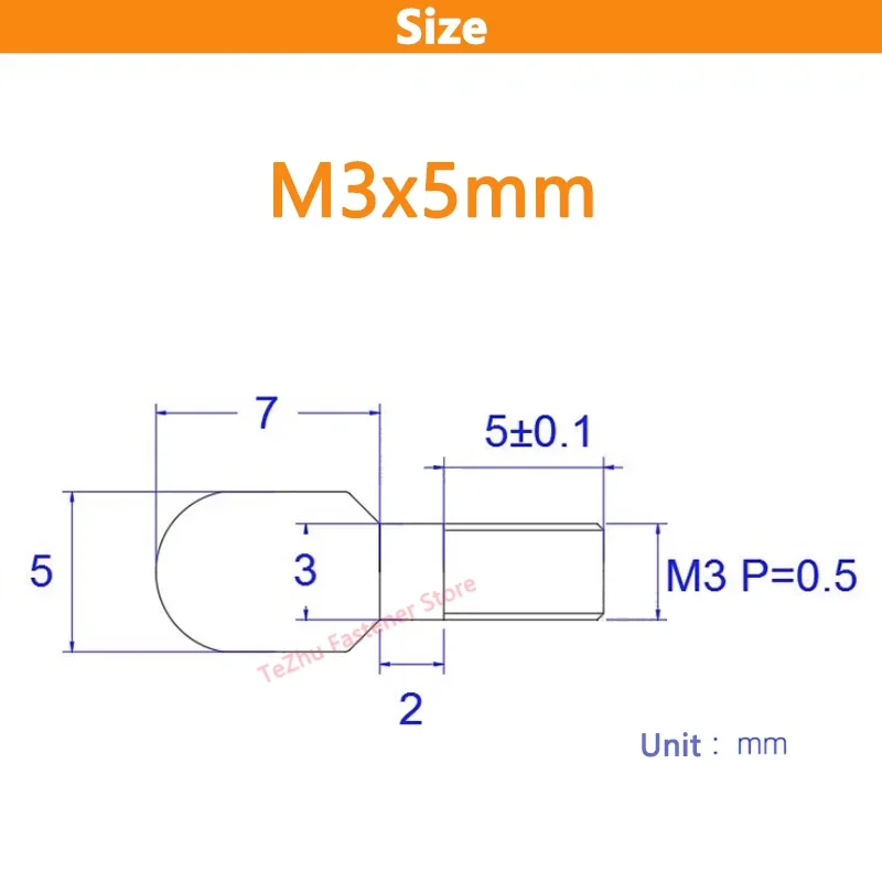 10pcs M3x5mm Camshaft Slingshot Screw Stainless Steel Arc Round Head Screws Thumb Screw view 2