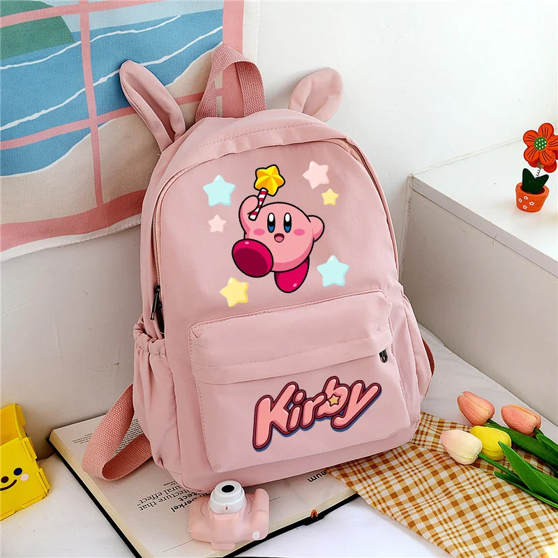 

Star Kirbys School Bag School Student Large Capacity Fashion Backpack Kawaii Cartoon Anime Pink Rabbit Bookbag Birthday Gifts