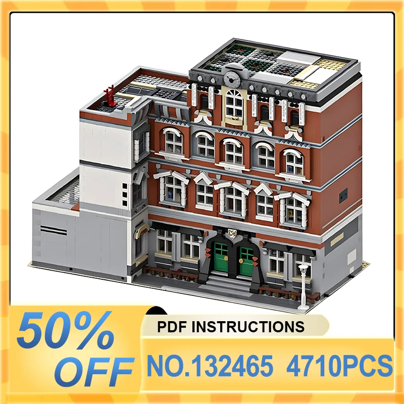 MOC 132465 The School Inverted Corne Compatible 10264 10224 Modular Building Blocks Brick Educational Children Toy Birthday Gift