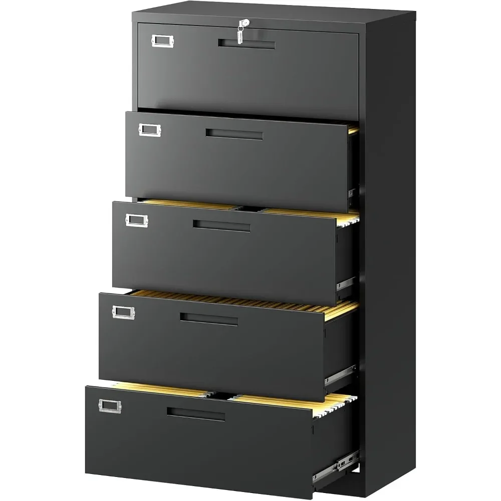 

File Cabinet with 5 Drawers - Metal Steel Filling Cabinets for Home Office - Lockable Storage Cabinet for Hanging Files