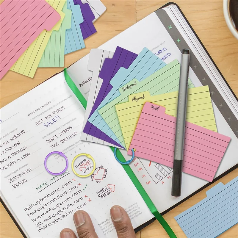 300 Pack Index Cards, 3Inch X 5Inch Ruled Index Cards With Ring, Colored Lined Flash Cards, Both Sides Note Cards