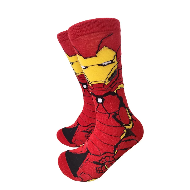 Männer Spider Man Mid Calf Socken Cartoon Iron Man Deadpool Hulk Captain America Muster Atmungsaktive Bequeme Socken für Erwachsene Geschenk