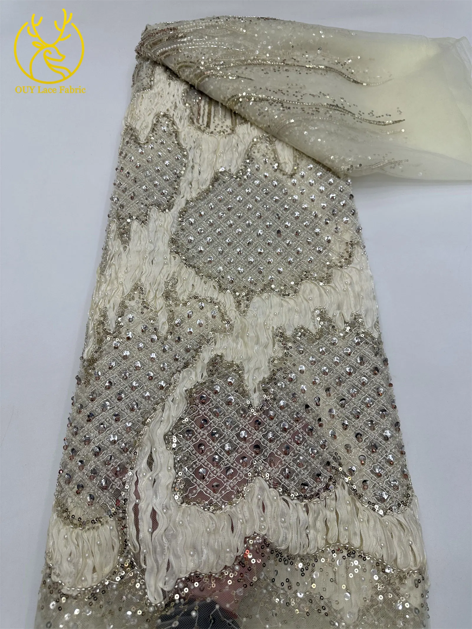 2026 Neues Design Französischer Perlen-Tüll-Spitzenstoff Weinrot Nigerianischer Afrikanischer Pailletten-Netzstoff für Abendkleider 5 Yards – Detail 28