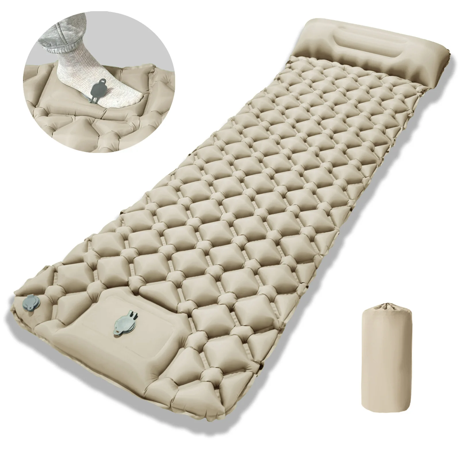 Portable Automatic Folding Waterproof TPU Inflatable Mattress 10cm Thick All Seasons Use for Beach Hiking & Outdoor Camping