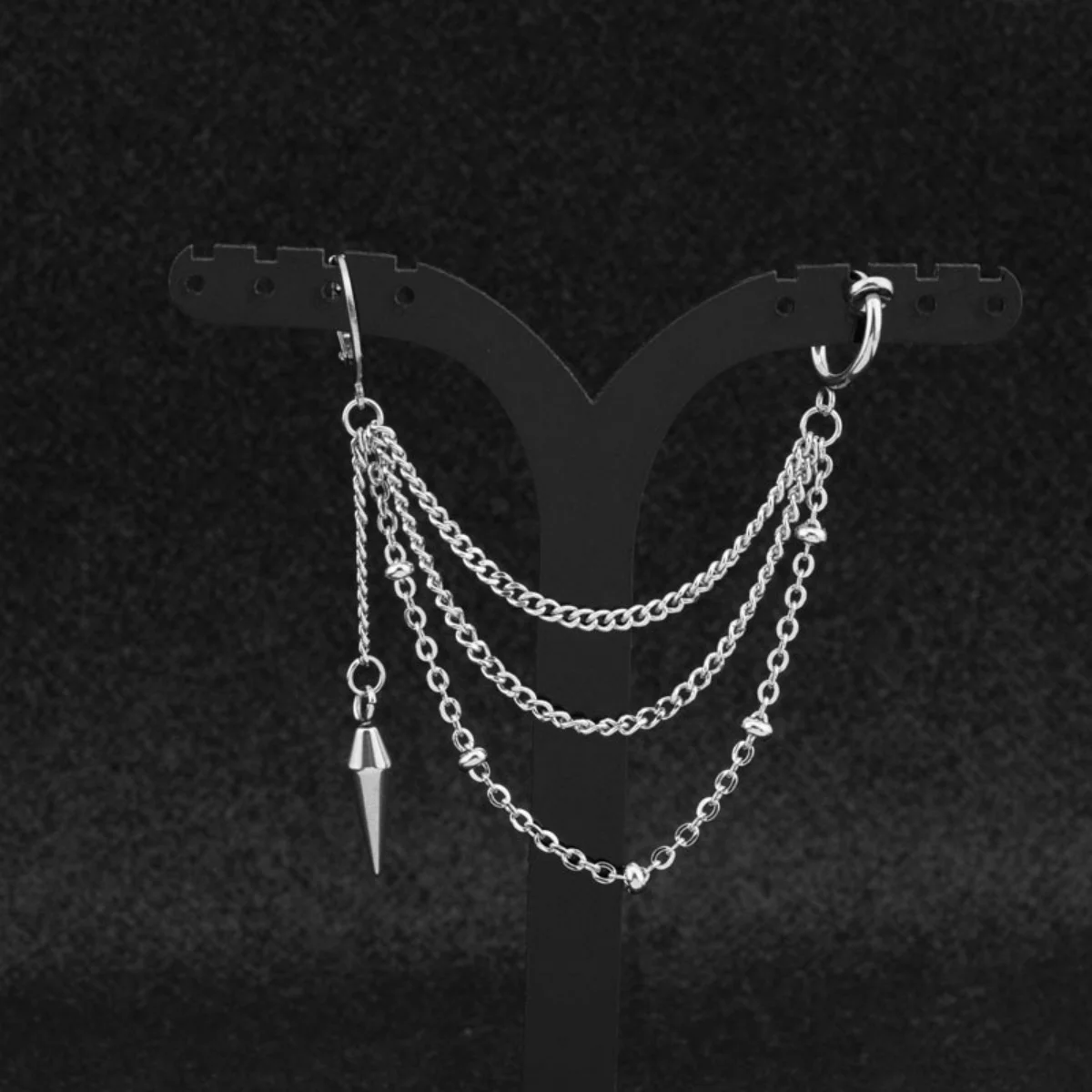 1PC Punk Edelstahl Kegel Geformte Kette Quaste Drop Ohrringe Für Frauen Männer Mode Kpop Gothic Geometrische Ohrring Schmuck geschenk