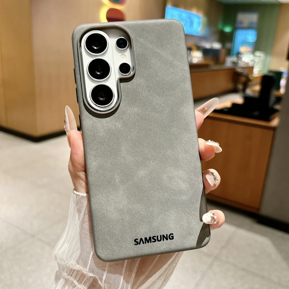 Luxury Official Sheepskin Leather Phone Case For Samsung Galaxy S26 S25 S24 S23 Ultra Plus Shockproof Lambskin Soft Coque Cover