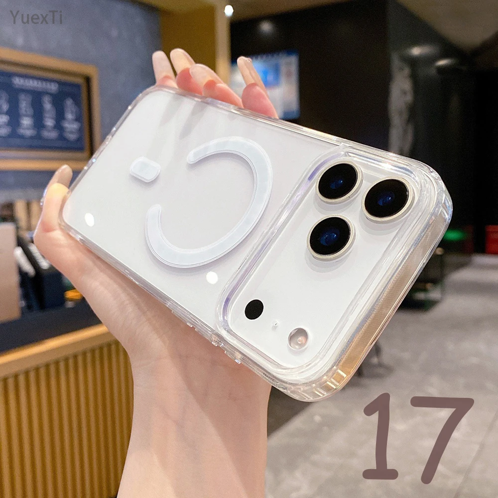 Neue klare Hülle für MagSafe für iPhone 17 Air 17 Pro 17 Pro Max, stoßfeste kabellose Ladeabdeckung mit magnetischer Funktion