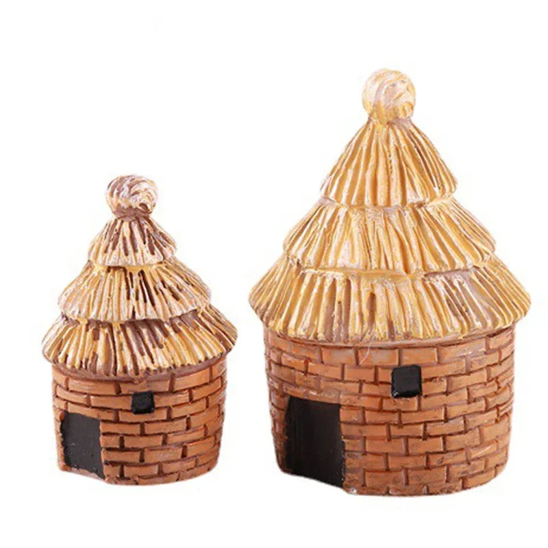 1PC Thatched Cottages House Miniature Fairy Garden Home Houses Decoration Mini Craft Micro Landscaping Decor DIY Accessories