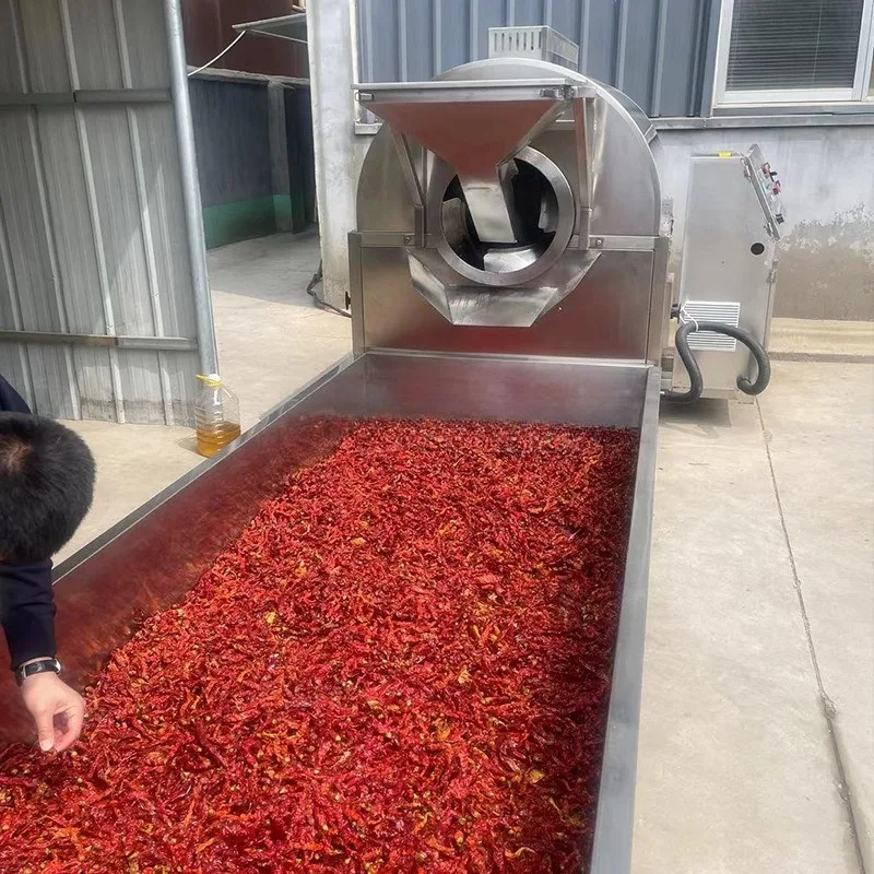 

Electric drying machine for dried chili peppers, large wok for dry red chili peppers with electromagnetic roller