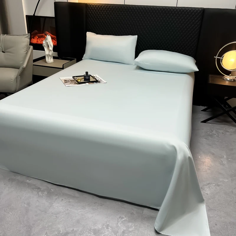 New Washed Ice-Silk Luxury-Style Bed Sheet and Pillowcase Set