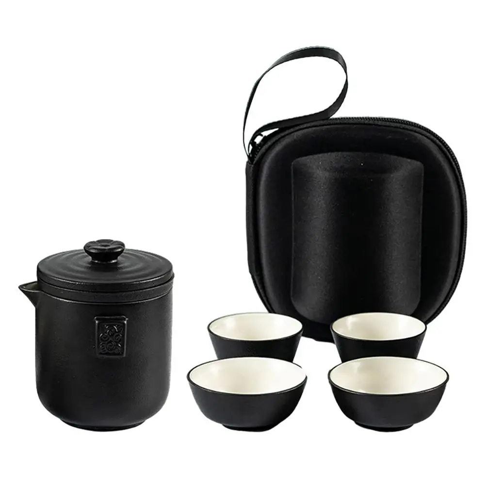 

1 Pot 4 Cups Ceramic Tea Set Portable Travel Car Chinese Kung Fu Teapot Gift Home Office Use Porcelain Kit