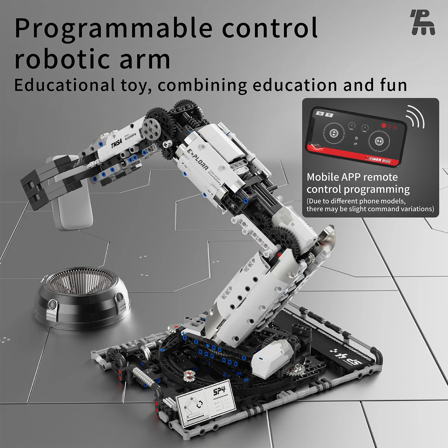 T2007 Remote Control Robotic Arm Building Block Set STEAM Educational Toy Gift for Teens Interlocking Brick Desktop Decoration