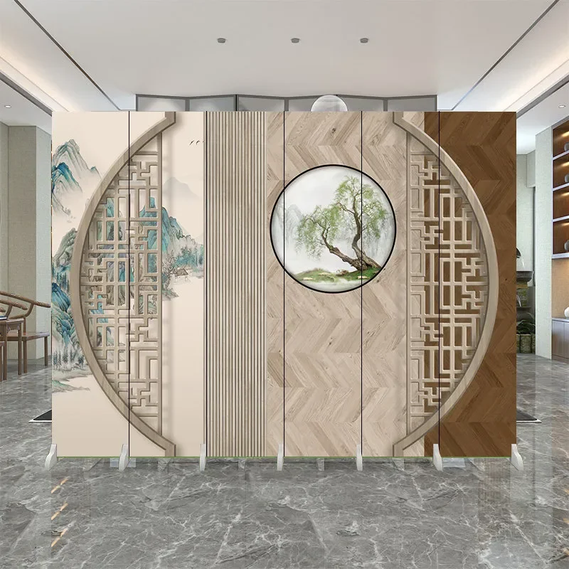 Light Luxury Antique Landscape Screen Partition for Living Room Bedroom Entrance Office Meeting False Wall Blocking