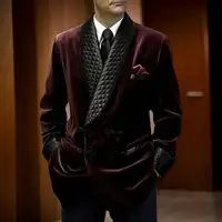 1 Piece Long Men Suit Jacket for Wedding 2024 Shawl Lapel Velvet Smoking Suit Blazer for Dinner Party Coat Ready to Ship 6