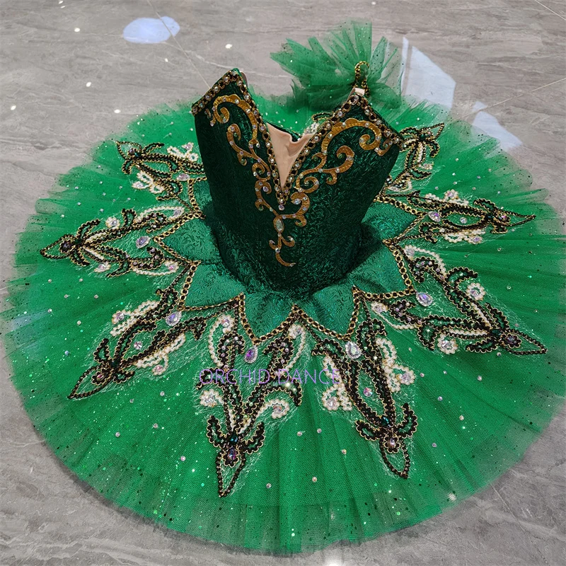 hot selling  high quality Unique Design Kids Girls Children Women Adult Performance Wear green Ballet Tutu Costumes