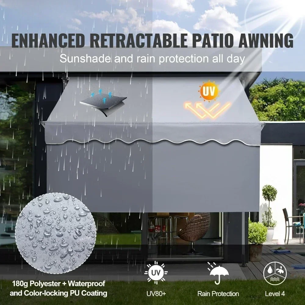 For Outdoor Retractable Terrace Awning Tent Garden Shed Balcony Pergola Suitable for Backyard Gazebo Shade