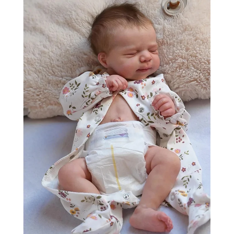 

48cm Full Silicone Body Reborn Dolls Pascale Sleeping Girl Body with Hand Rooted Hair Baby Doll 3D Painting with Visible Veins