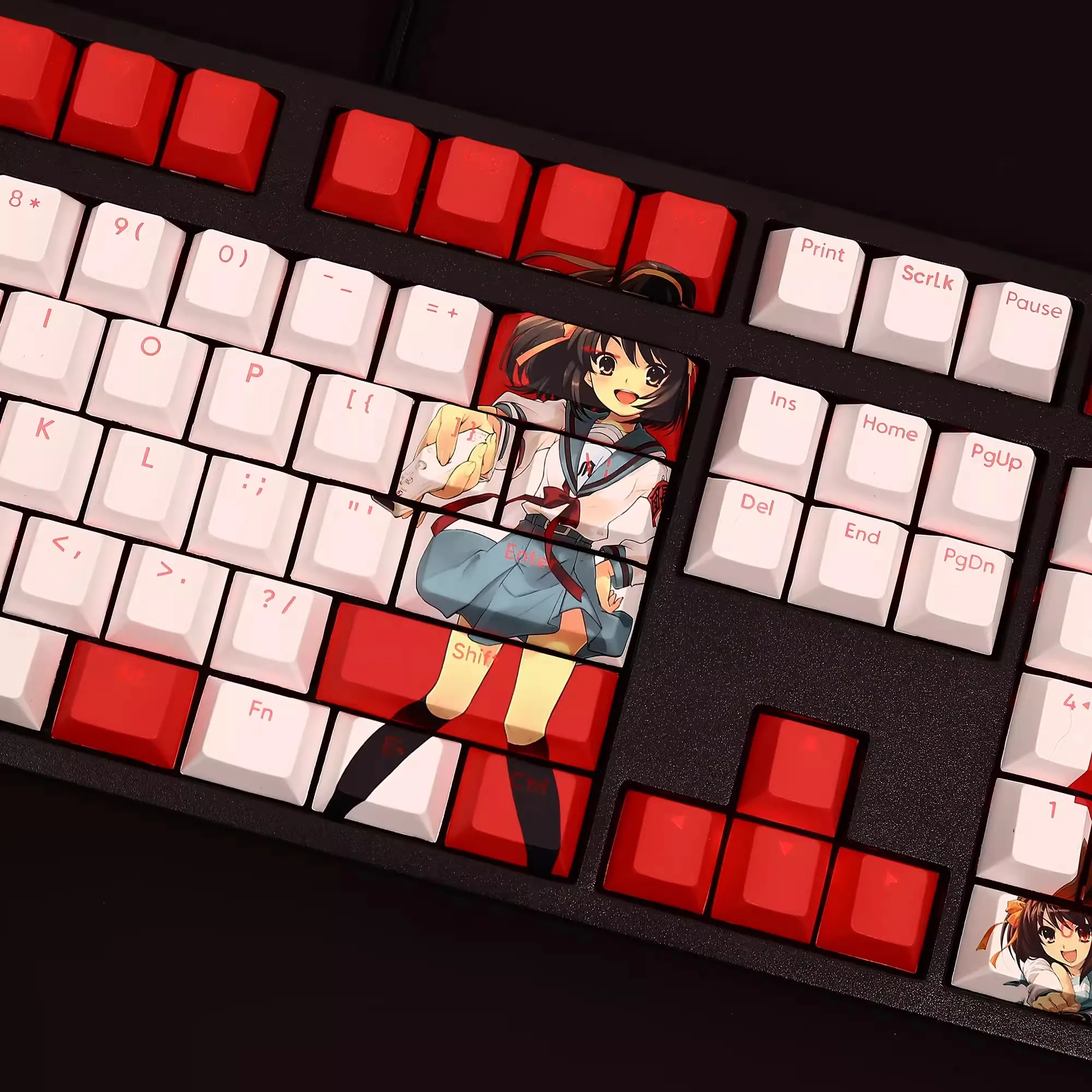 Imagem -04 - Suzuki Haruhi Anime Keycap Pbt Backlit Desenhos Animados Anime Jogos Key Caps para Ansi 61 87 104 108 Chaves Set