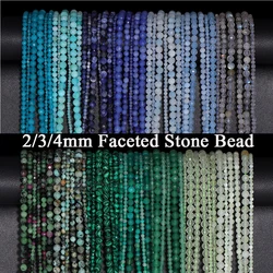 Wholesale 2/3/4mm Faceted Stone Bead Natural Apatite Labradorite Agat Mini Loose Spacer Beads For Jewelry Making Necklace DIY