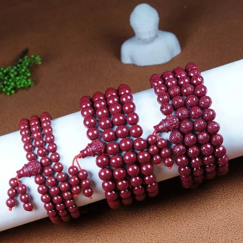 Pulseira de cinábrio 108 contas de buda para homens e mulheres pulseira transferência colar de segurança colar de buda campo magnético constante