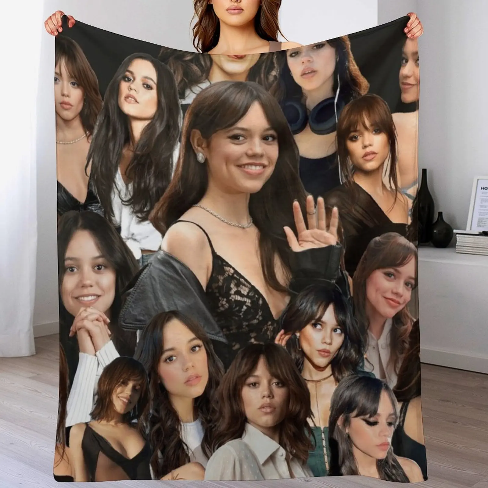 

HIGH QUALITY Jenna Ortega photo collage Throw Blanket Soft Solid Color Blanket for Couch Bed