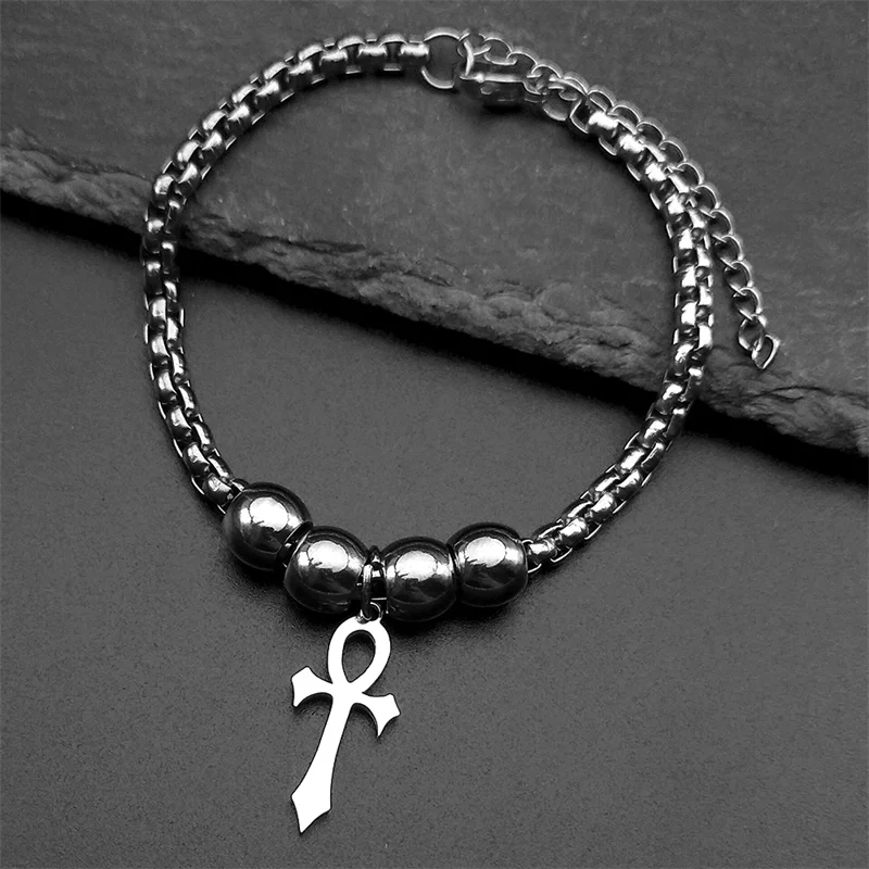 

Egypt Ankh Cross Bracelet for Women Men Stainless Steel Gold Color Egyptian Key of Life Amulet Hand Chain Jewelry Gift