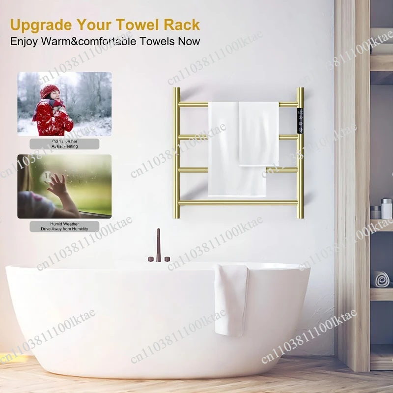 Household Carbon Fiber Bathroom Heating Towel Drying Rack Intelligent Electric  Light and Dark Double-layer Multi-rod