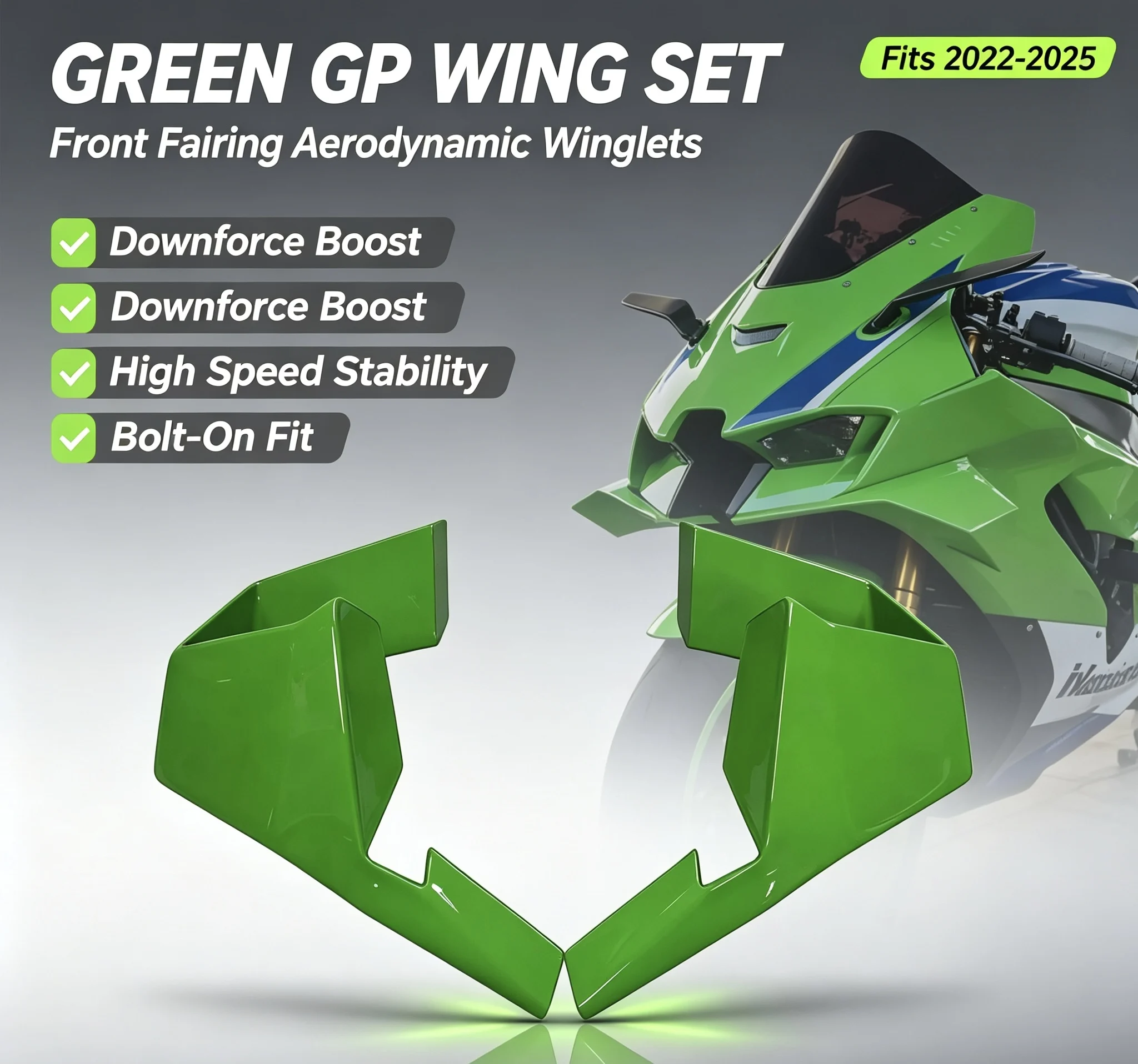 New For Kawasaki ZX-10R ZX10R 2022-2025 Winglet Spoiler Fairing Fixed Wing ZX 10RR Ultra Light Wings Motorcycle Accessories