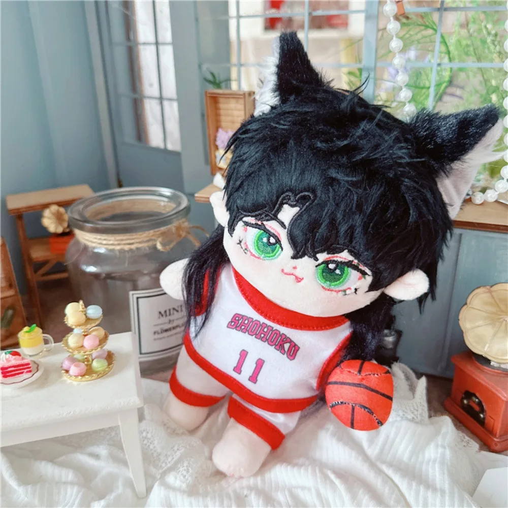 Three-piece Set Doll Basketball Uniform Outfit T-Shirt 20cm Cotton Doll Clothes Red Ball Plush Doll Sports Clothes