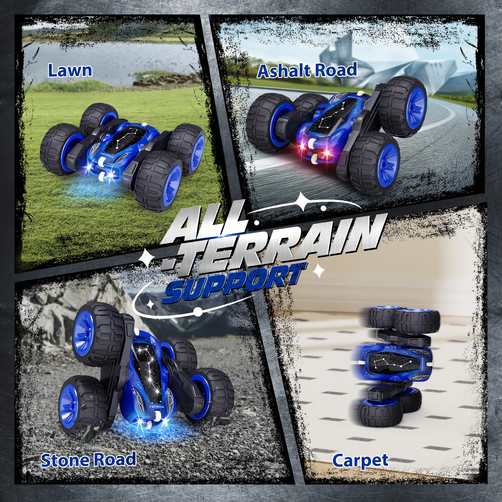 Remote Control Cars with Lights, 2.4GHz Rc Stunt Cars for Kids, 360°Rotating Double Sided RC Car Toys for Boys and Girls