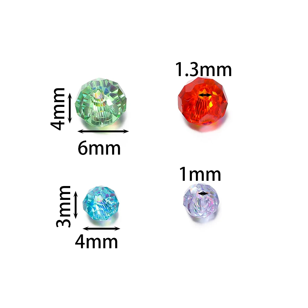 50 Uds. Cuentas redondas planas facetadas de cristal de Color AB, cuentas espaciadoras sueltas para DIY, collar, pulsera, pendientes, accesorios para hacer joyas
