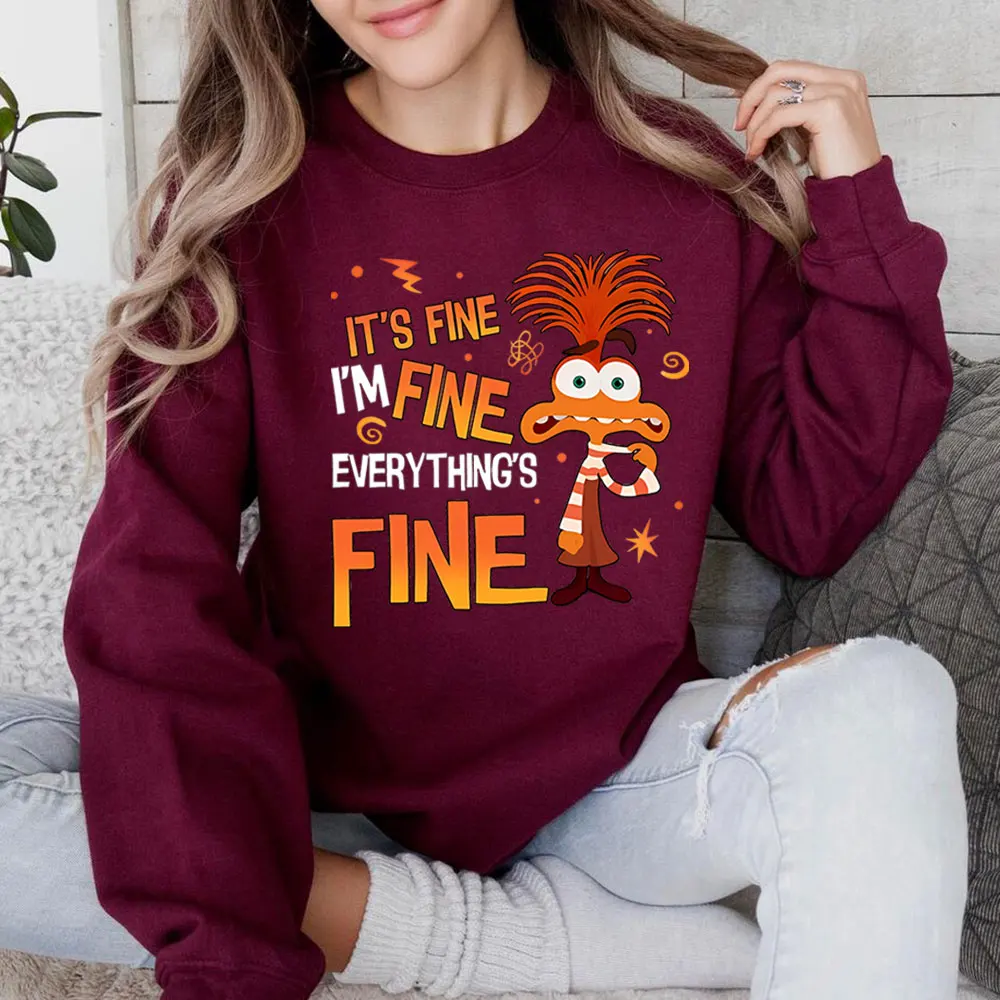 Anxiety Inside Out 2 Sweatshirt Everything Is Fine Anxiety Inside Out Emotions Shirt Retro Mental Health Sweatshirts Fans Gift
