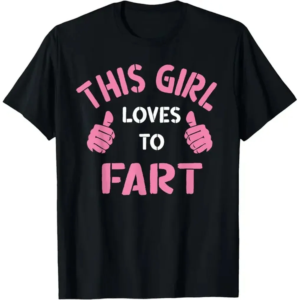 [100% Cotton] Vintage Funny Sarcastic Saying This Girl Loves To Fart T-Shirt Golf Gift T-Shirt For Men And Women