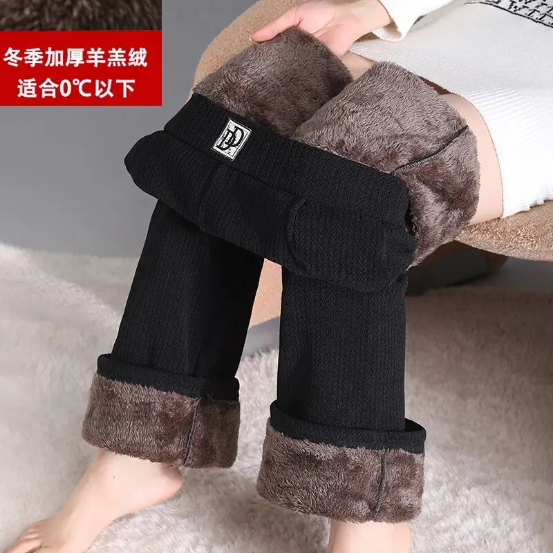 Lamb fleece flared pants women's autumn and winter Northeast  thick chenille fleece thickened casual micro-pull corduroy pants