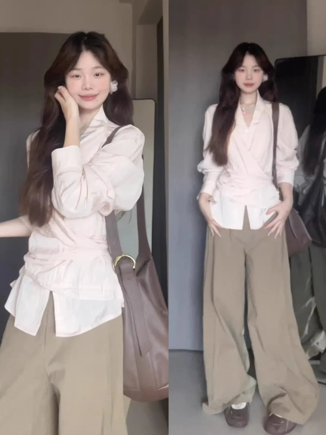 

Корейская женская блузка с длинным рукавом и перекрестной завязкой, асимметричный дизайн, весна 2026, новая модная сенсация, уникальный изысканный топ