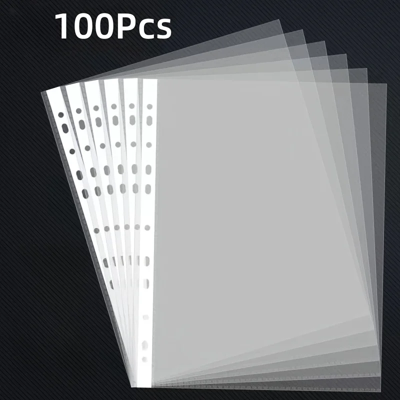 

100 A4 folders, transparent plastic document bags, suitable for office, school, and home use, made of durable PVC material.