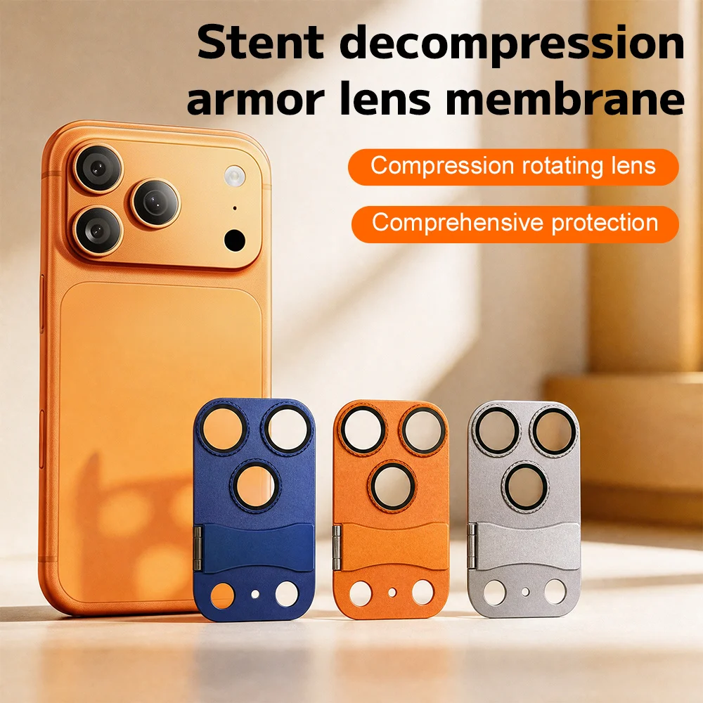 1-3Pcs Metal Glass Camera Lens Protector Foldable Stand For iPhone 17 18 Pro Max AR+AF Camera Screen Full Cover Protector