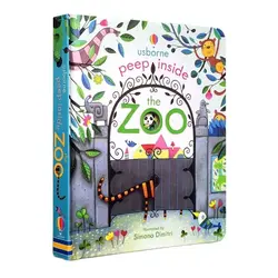 Peep Inside The Zoo Animal English Educational 3D Flap Picture Books Baby Children Reading Book