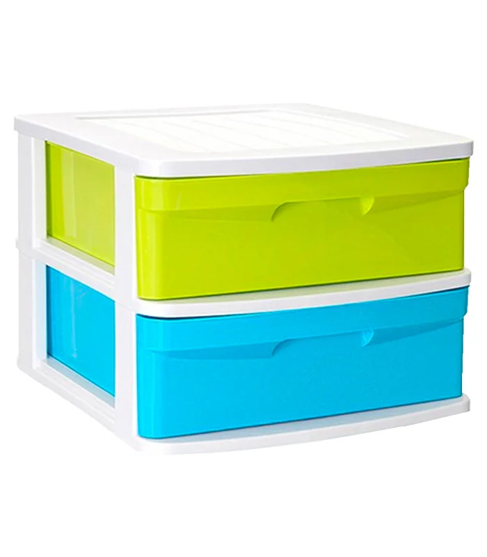 Sena plastic drawer box, 2 drawers, multi-colored, multi-purpose, management, storage, school, home, made in Es