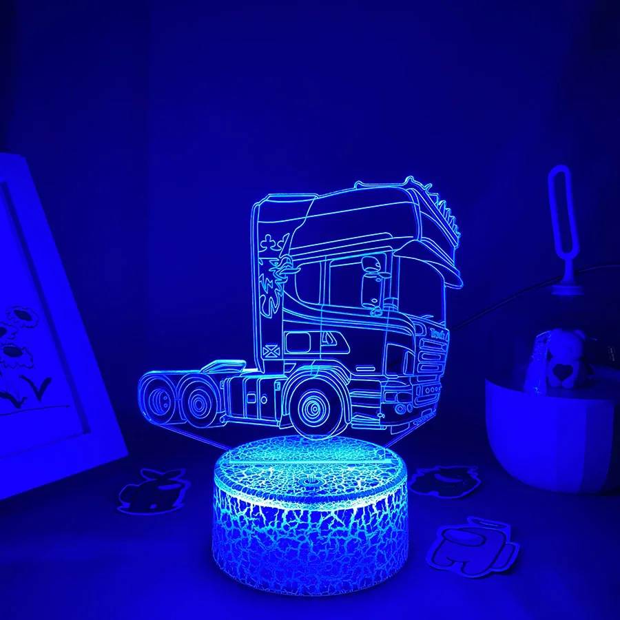 Truck Head Model 3D Illusion LED Lava Lamp Creative Night Lights Cool Colorful Gifts For Friends Kid Bedroom Bedside Table Decor