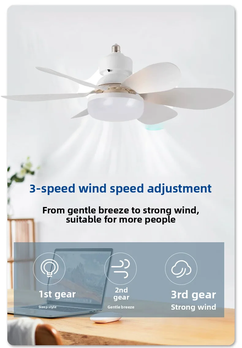 30W/40W LED Ceiling Fan Light (E27 Socket) with wide-range remote dimming, suitable for living rooms, home offices, and general