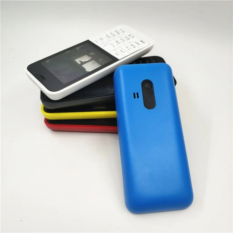 

Front Middle Frame Back cover Battery Cover For Nokia 220 Full Housing Cover Case English Keypad Logo