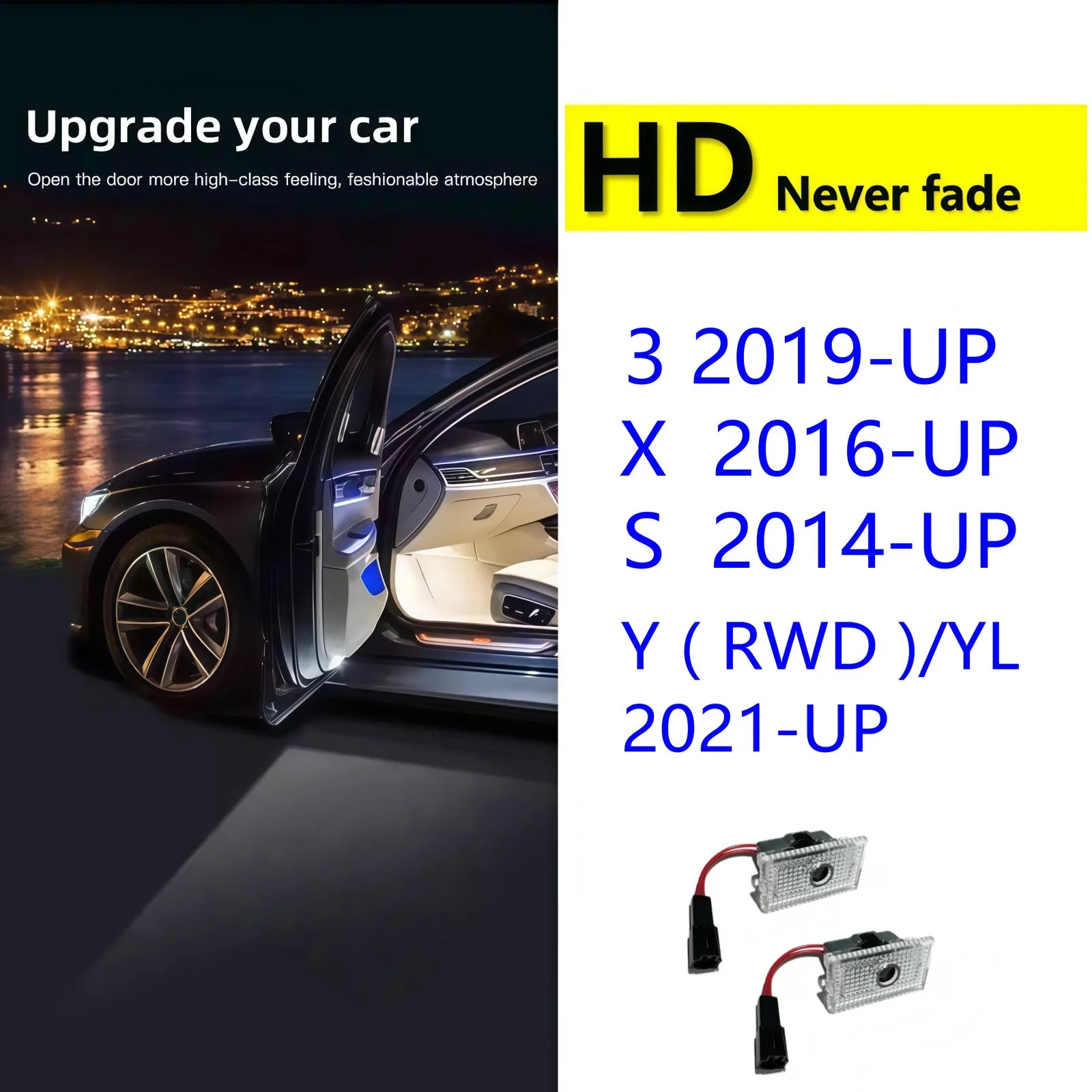 

2PC HD 2PC LED Car Door Projector WelcomeLightForTeslaModel Y RWD Launch Juniper 2025 Model 3 highland S X 2019-2026 Accessories